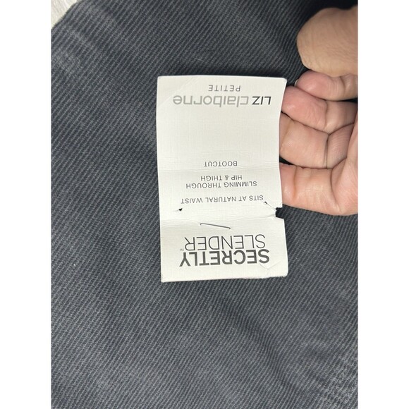 Liz Claiborne Size 10P Secretly Slimming Gray Boot Cut Corduroy Pants NWT - Picture 9 of 10